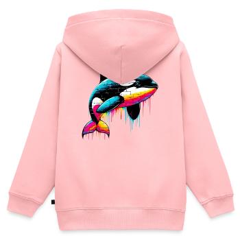 Schwertwal - Kinder Premium Organic Zip Hoodie - Rosa - Hinten - AI Model Kid Female (0cm)