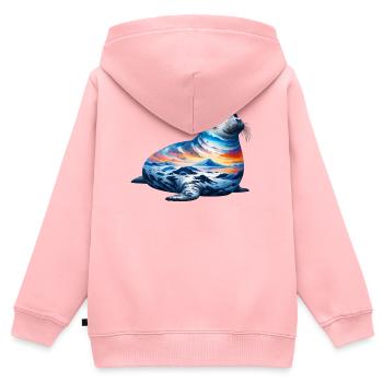 Siegel - Kinder Premium Organic Zip Hoodie - Rosa - Hinten - AI Model Kid Female (0cm)