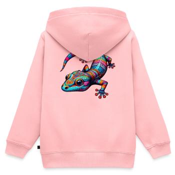 Gecko - Kinder Premium Organic Zip Hoodie - Rosa - Hinten - AI Model Kid Female (0cm)