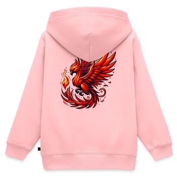 Roter Phönix - Kinder Premium Organic Zip Hoodie - Rosa - Hinten - AI Model Kid Female (0cm)