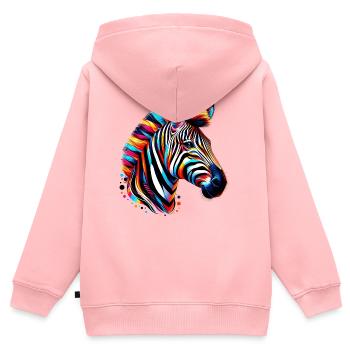 Zebra - Kinder Premium Organic Zip Hoodie - Rosa - Hinten - AI Model Kid Female (0cm)