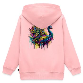 Paon - Sweat Premium à capuche zippé enfant bio - rose - Dos - AI Model Kid Female (0cm)