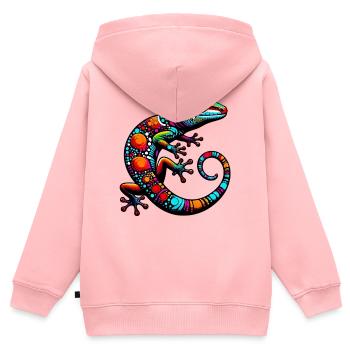 Gecko - Sweat Premium à capuche zippé enfant bio - rose - Dos - AI Model Kid Female (0cm)