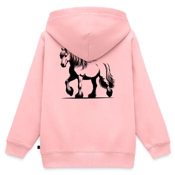Haflinger de cheval - Sweat Premium à capuche zippé enfant bio - rose - Dos - AI Model Kid Female (0cm)