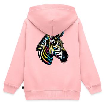 Zebra - Kinder Premium Organic Zip Hoodie - Rosa - Hinten - AI Model Kid Female (0cm)