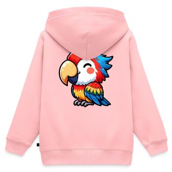 Perroquet - Sweat Premium à capuche zippé enfant bio - rose - Dos - AI Model Kid Female (0cm)
