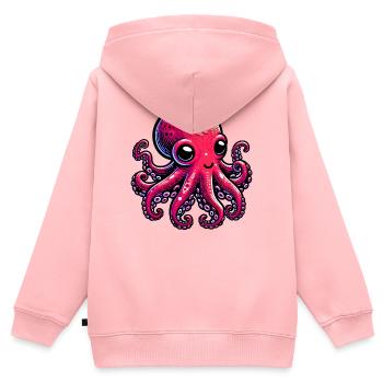 Pieuvre - Sweat Premium à capuche zippé enfant bio - rose - Dos - AI Model Kid Female (0cm)