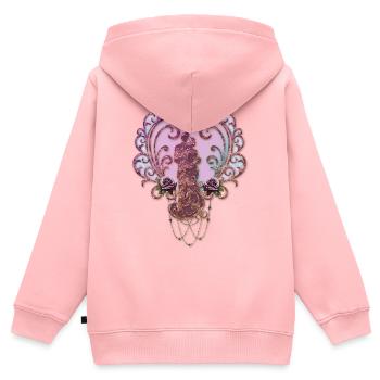Dans l’étreinte du cœur. - Sweat Premium à capuche zippé enfant bio - rose - Dos - AI Model Kid Female (0cm)