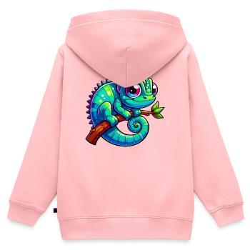 Caméléon - Sweat Premium à capuche zippé enfant bio - rose - Dos - AI Model Kid Female (0cm)