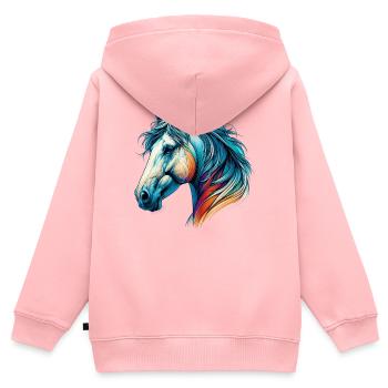 Cheval - Sweat Premium à capuche zippé enfant bio - rose - Dos - AI Model Kid Female (0cm)