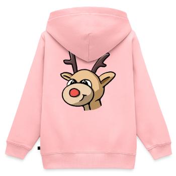 Renne Rudolf - Sweat Premium à capuche zippé enfant bio - rose - Dos - AI Model Kid Female (0cm)