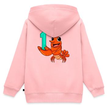 Numéro 1 Numéro Un - Motif Homard - Sweat Premium à capuche zippé enfant bio - rose - Dos - AI Model Kid Female (0cm)