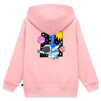Numéro 1 Numéro Un - Motif Astronaute - Sweat Premium à capuche zippé enfant bio - rose - Dos - AI Model Kid Female (0cm)