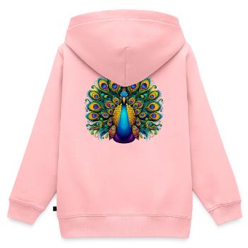 Peacock - Kids Premium Organic Zip-up Hoodie - rose - Back - AI Model Kid Female (0cm)