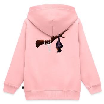 Flughund mit Ast, Rosenkränze, verschenken - Kinder Premium Organic Zip Hoodie - Rosa - Hinten - AI Model Kid Female (0cm)
