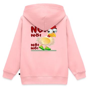 NÖ NEIN SAGEN - HÜHNER HÜHNERSTALL - Kinder Premium Organic Zip Hoodie - Rosa - Hinten - AI Model Kid Female (0cm)