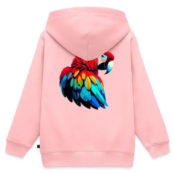 Perroquet - Sweat Premium à capuche zippé enfant bio - rose - Dos - AI Model Kid Female (0cm)