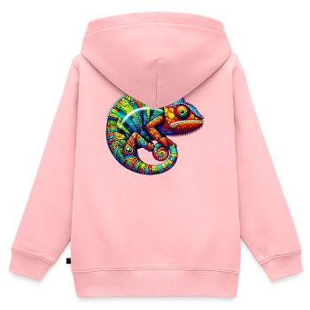 Chamäleon - Kinder Premium Organic Zip Hoodie - Rosa - Hinten - AI Model Kid Female (0cm)