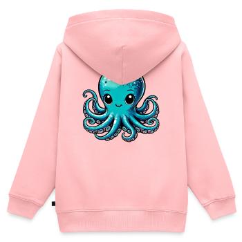 Krake - Kinder Premium Organic Zip Hoodie - Rosa - Hinten - AI Model Kid Female (0cm)