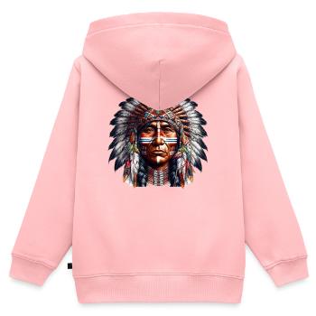 Amerikanisch, Indianer, Amerikaner - Kinder Premium Organic Zip Hoodie - Rosa - Hinten - AI Model Kid Female (0cm)