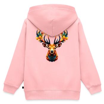 Cerf - Sweat Premium à capuche zippé enfant bio - rose - Dos - AI Model Kid Female (0cm)