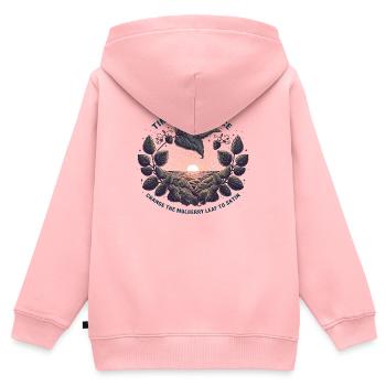 Time and patience change the mulberry leaf to sati - Kinder Premium Organic Zip Hoodie - Rosa - Hinten - AI Model Kid Female (0cm)