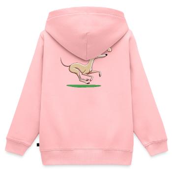Cartoon Whippet spielt Apportieren - Kinder Premium Organic Zip Hoodie - Rosa - Hinten - AI Model Kid Female (0cm)