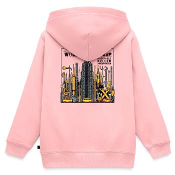 Auch Wolkenkratzer haben als Keller angefangen - Kinder Premium Organic Zip Hoodie - Rosa - Hinten - AI Model Kid Female (0cm)