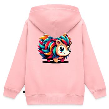 Hérisson - Sweat Premium à capuche zippé enfant bio - rose - Dos - AI Model Kid Female (0cm)