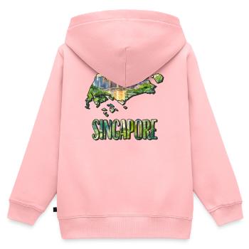 Aquarell Landkarte Singapur - Kinder Premium Organic Zip Hoodie - Rosa - Hinten - AI Model Kid Female (0cm)