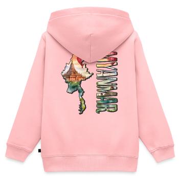 Aquarell Landkarte Myanmar - Kinder Premium Organic Zip Hoodie - Rosa - Hinten - AI Model Kid Female (0cm)