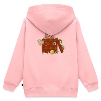 Katze in Weihnachtsgeschenk - Kinder Premium Organic Zip Hoodie - Rosa - Hinten - AI Model Kid Female (0cm)