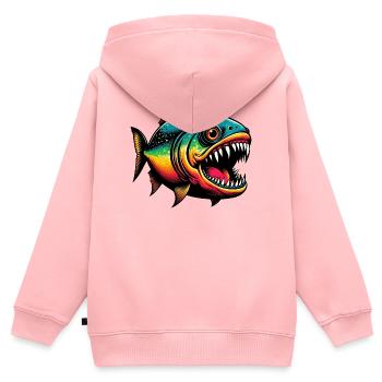 Piranha - Kinder Premium Organic Zip Hoodie - Rosa - Hinten - AI Model Kid Female (0cm)