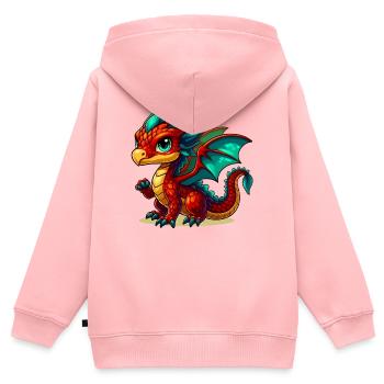 Dragon - Kids Premium Organic Zip-up Hoodie - rose - Back - AI Model Kid Female (0cm)
