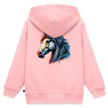 Cheval - Sweat Premium à capuche zippé enfant bio - rose - Dos - AI Model Kid Female (0cm)