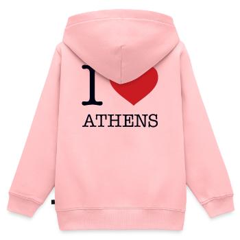 I LOVE ATHENS - Kinder Premium Organic Zip Hoodie - Rosa - Hinten - AI Model Kid Female (0cm)