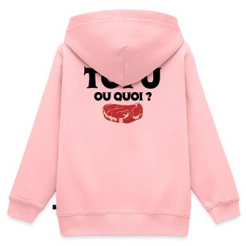 vegetarisch, vegan, Tofu - Kinder Premium Organic Zip Hoodie - Rosa - Hinten - AI Model Kid Female (0cm)