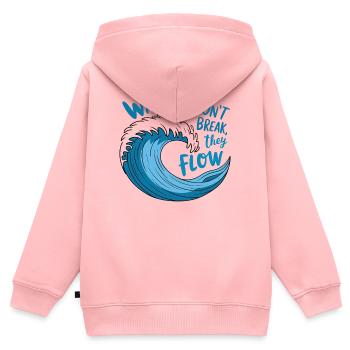 Fließendes Wellendesign - Kinder Premium Organic Zip Hoodie - Rosa - Hinten - AI Model Kid Female (0cm)