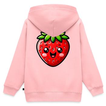 Fraise Fraises - Sweat Premium à capuche zippé enfant bio - rose - Dos - AI Model Kid Female (0cm)