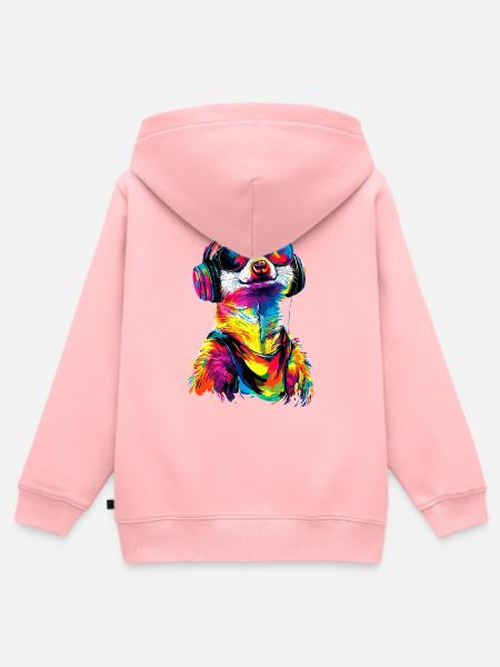 Erdmännchen Sonnenbrille Bunt Süßes Erdmännchen - Kinder Premium Organic Zip Hoodie - Rosa