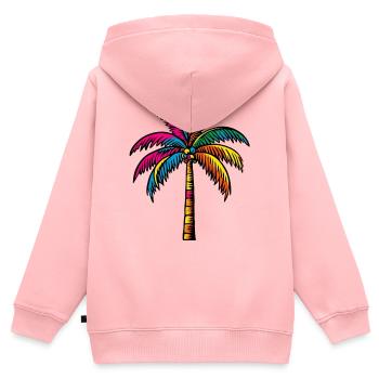 Palme - Kinder Premium Organic Zip Hoodie - Rosa - Hinten - AI Model Kid Female (0cm)