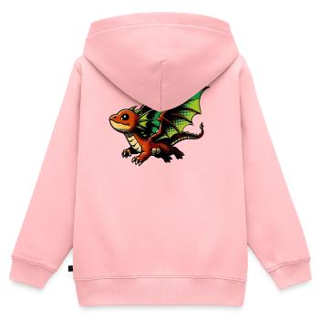Drache - Kinder Premium Organic Zip Hoodie - Rosa - Hinten - AI Model Kid Female (0cm)
