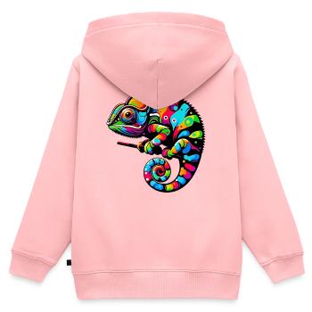 Caméléon - Sweat Premium à capuche zippé enfant bio - rose - Dos - AI Model Kid Female (0cm)