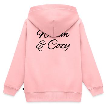 Warm & Cozy – Cuddly Autumn & Winter Lettering - Kids Premium Organic Zip-up Hoodie - rose - Back - AI Model Kid Female (0cm)