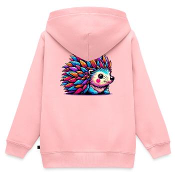 Hérisson - Sweat Premium à capuche zippé enfant bio - rose - Dos - AI Model Kid Female (0cm)