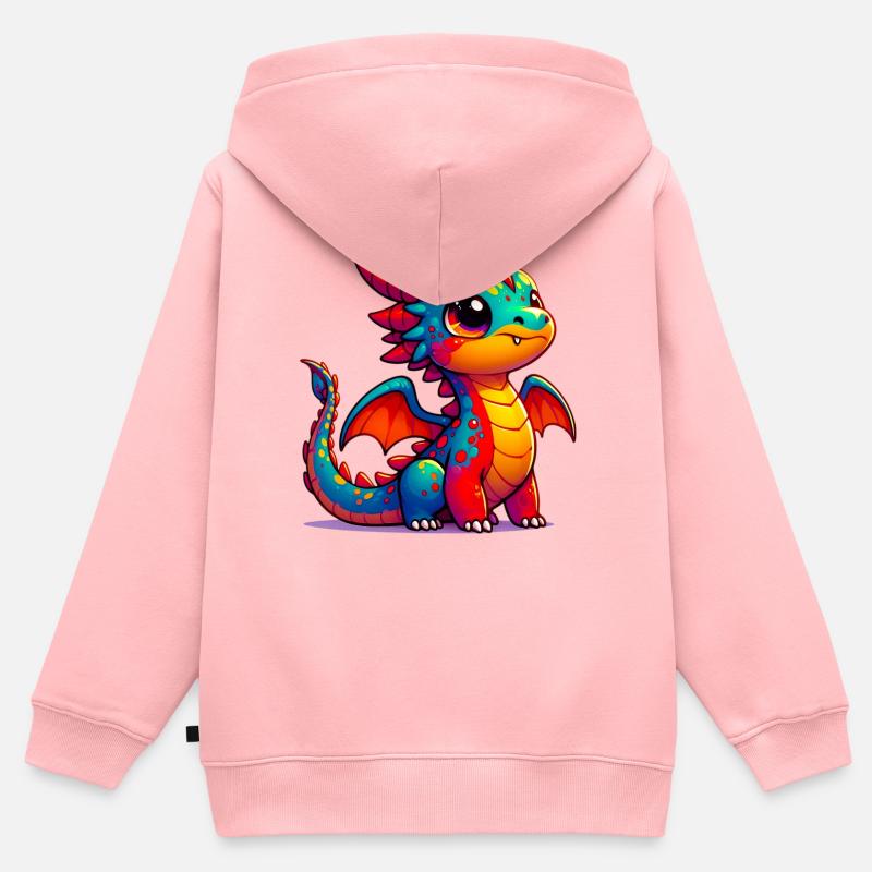 Dragon - Sweat Premium à capuche zippé enfant bio - rose