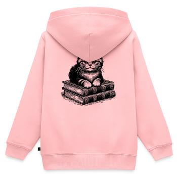 Cat on pile of books - Kids Premium Organic Zip-up Hoodie - rose - Back - AI Model Kid Female (0cm)