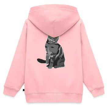 Chat gris - Sweat Premium à capuche zippé enfant bio - rose - Dos - AI Model Kid Female (0cm)