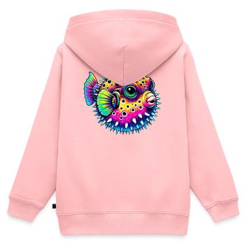 Kugelfisch - Kinder Premium Organic Zip Hoodie - Rosa - Hinten - AI Model Kid Female (0cm)