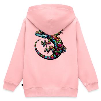 Gecko - Sweat Premium à capuche zippé enfant bio - rose - Dos - AI Model Kid Female (0cm)